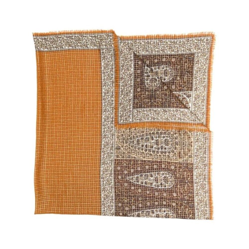 YSL Ethnic Print Wool-Silk Scarf